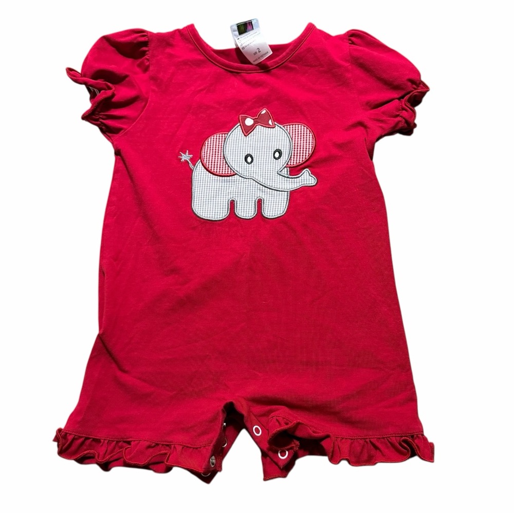 Red Elephant Baby Romper
